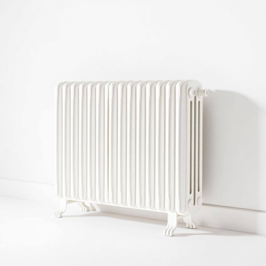 Traditional column radiator fitted against a plastered wall
